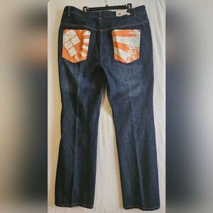 Prophet Apparel Brand Jeans Mens 40x34 (39x33) Blue Orange Hip Hop Baggy Graphic